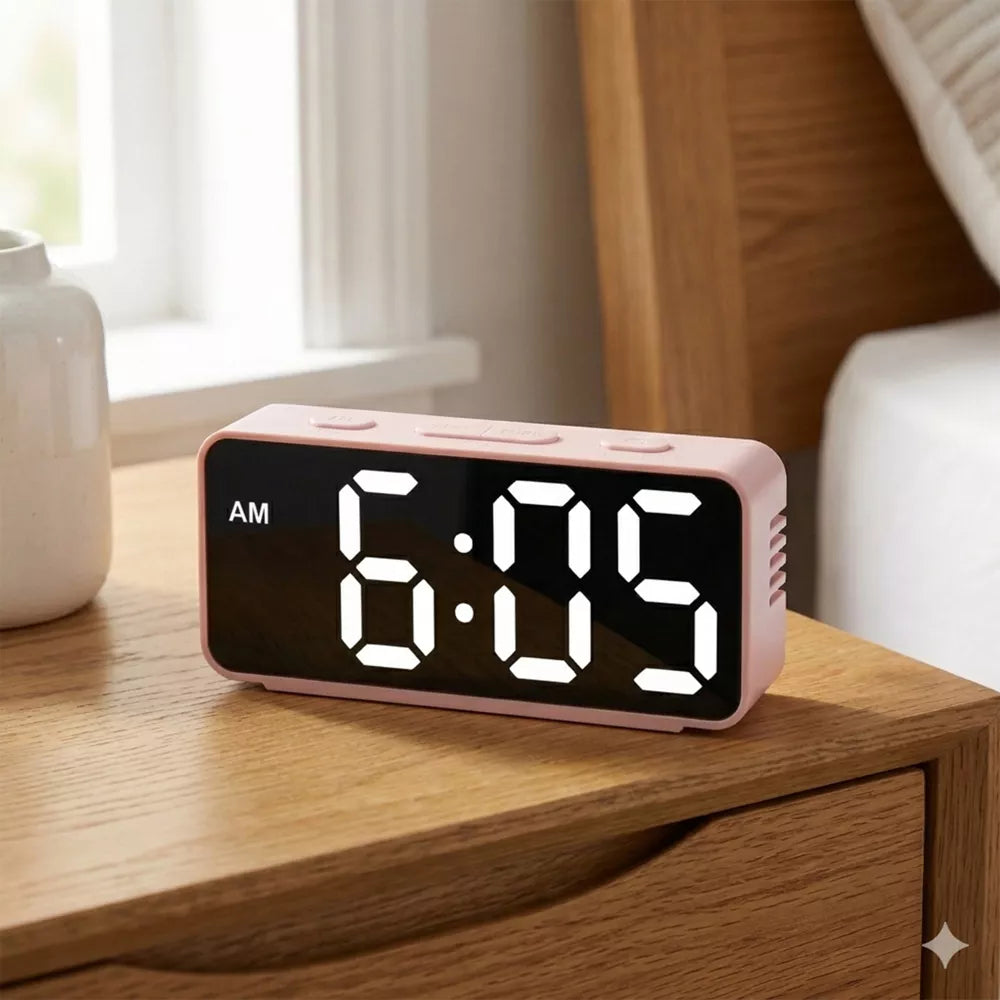 4-Gear Dimmable LED Digital Alarm Clock with 5-Step Alarm Volume & Dual Alarms