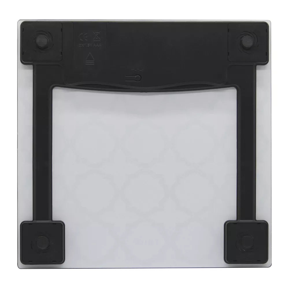 Black White Lattice Tempered Glass Digital Bathroom Weighing Scale 400lb Capacity