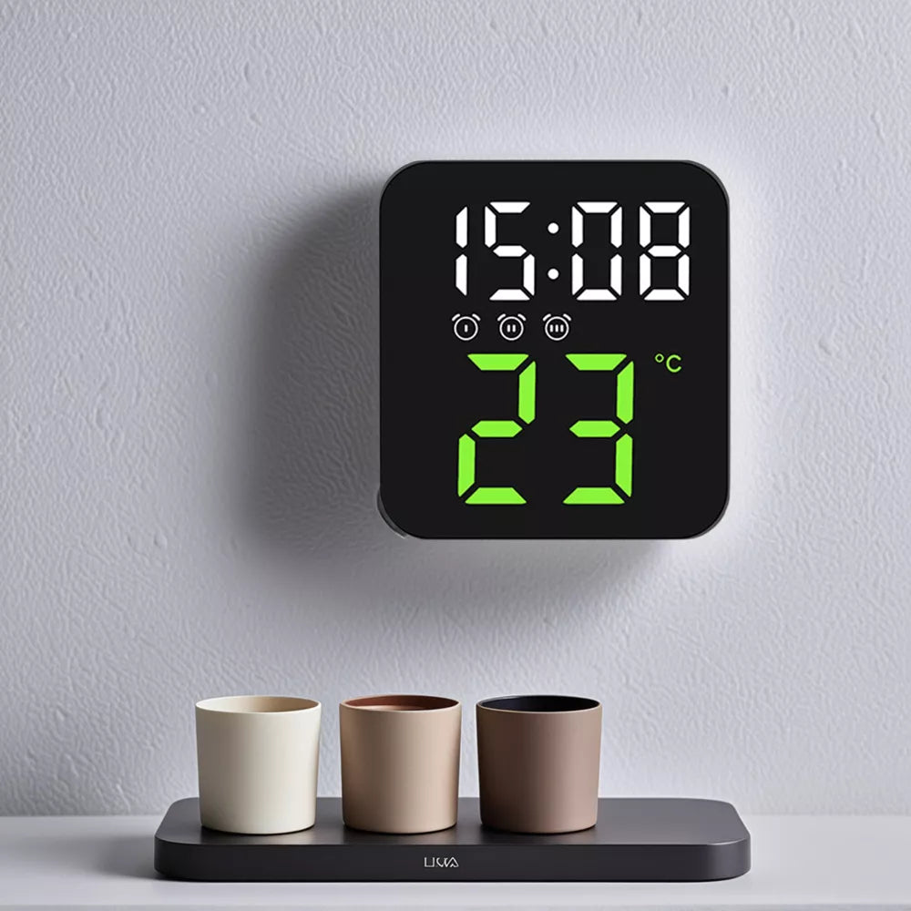 Dimmable Voice Activated LED Digital Alarm Clock with Temperature Display