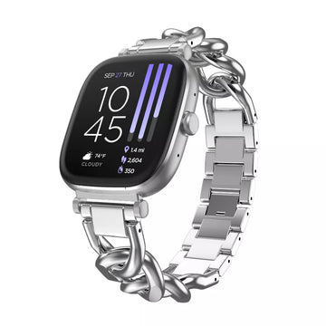 Silver Metal Link Strap AMOLED Smart Watch